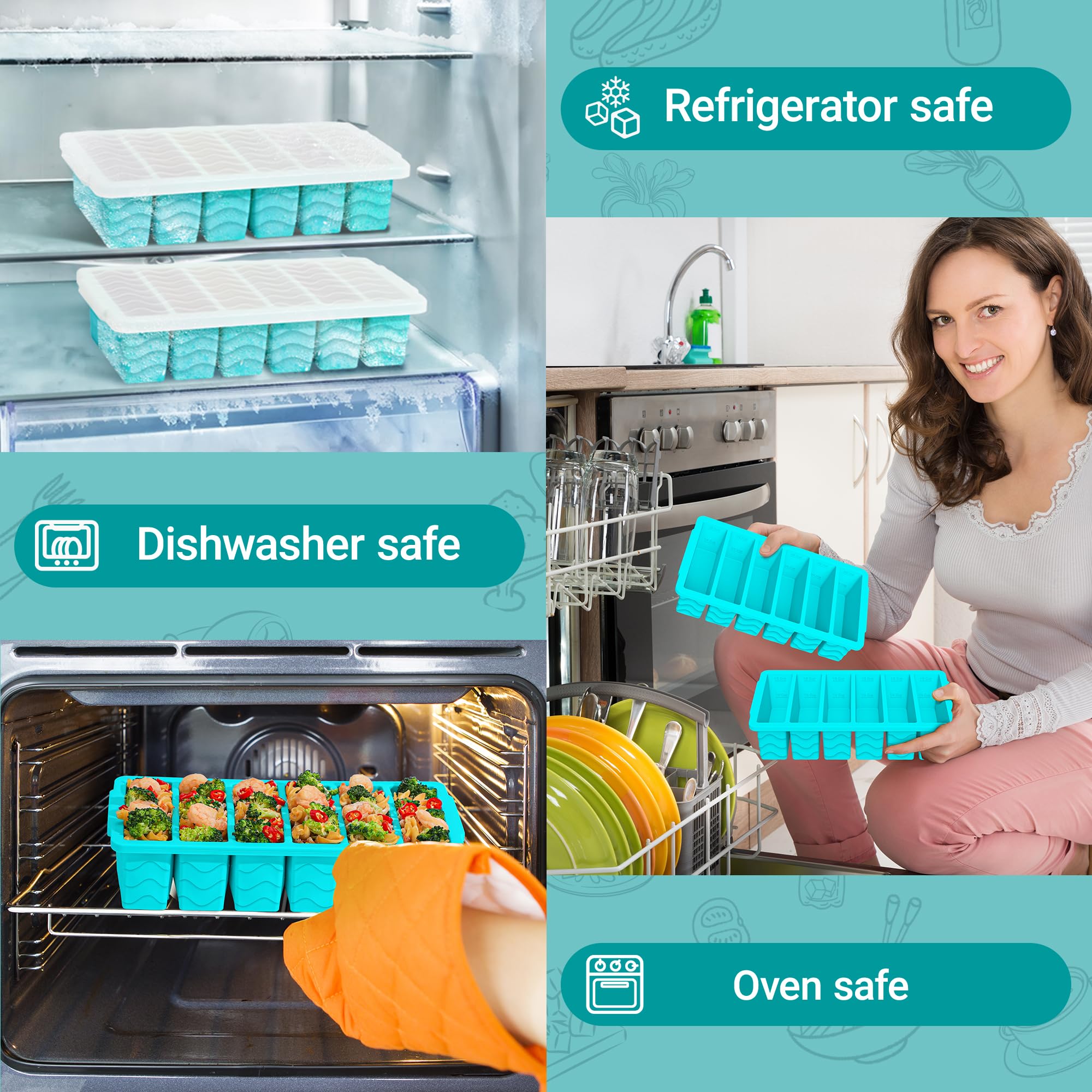 Amazon.com: 1/2 Cup Silicone Freezer Molds with Lid, 2-Pack